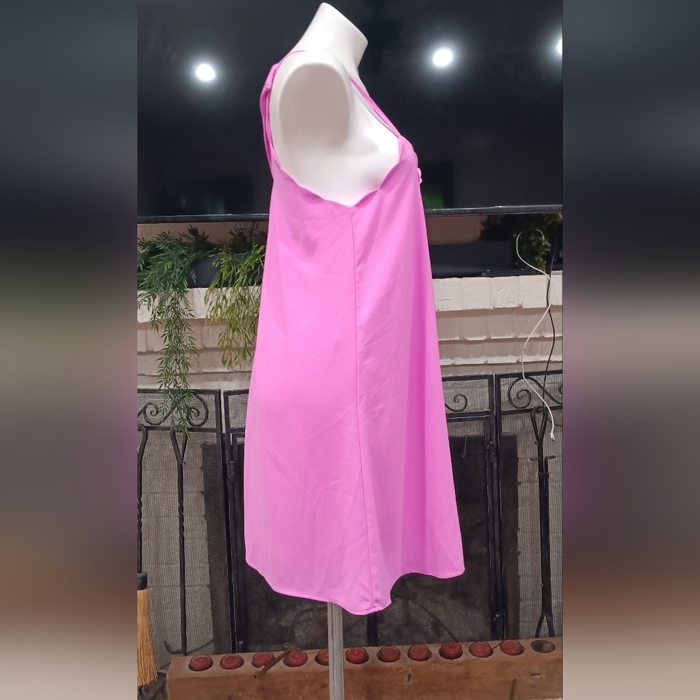Very J Bubblegum Pink Scalloped Hem Flowy Mini Dress - Boutique Find Size Small - Picture 5 of 8